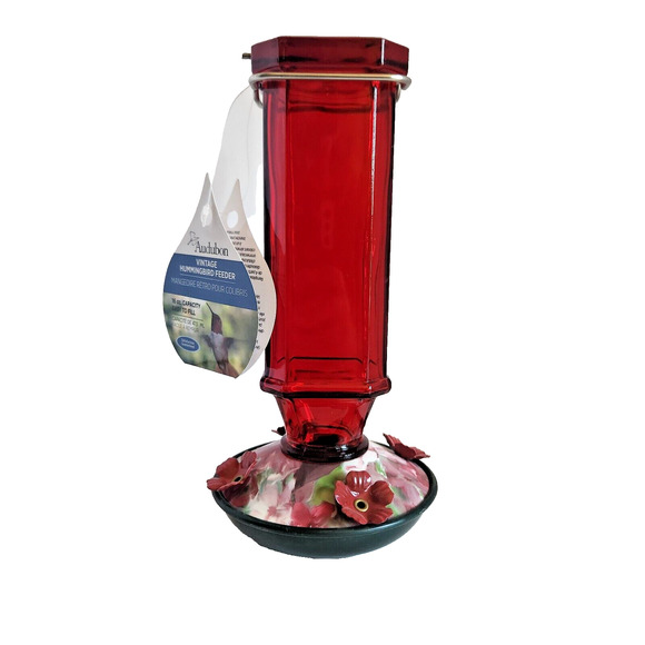 Audubon 24104 Bird Feeder, Hummingbird, Vintage Square, Ruby, 16-oz - Picture 4 of 8